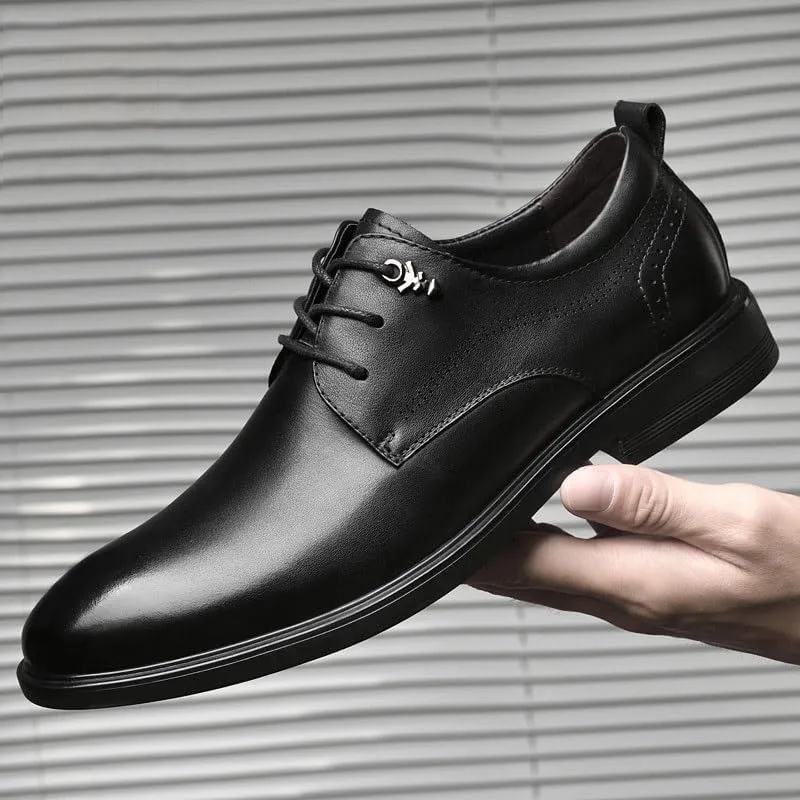 Men's Dress Shoes Classic Lace Up Formal Tuxedo Derby Shoes Genuine Leather Platform Oxfords for Men
