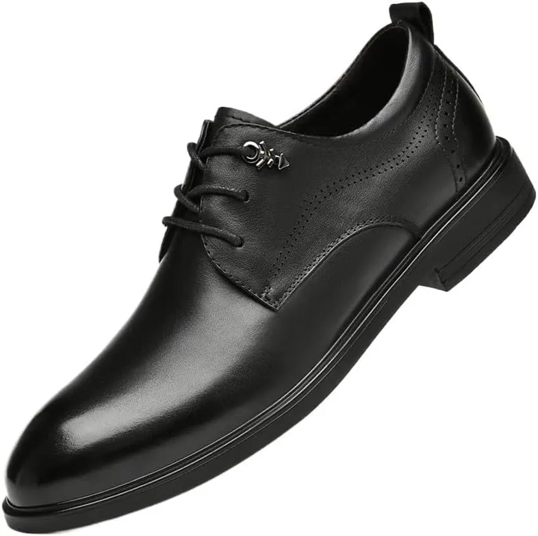 Men's Dress Shoes Classic Lace Up Formal Tuxedo Derby Shoes Genuine Leather Platform Oxfords for Men