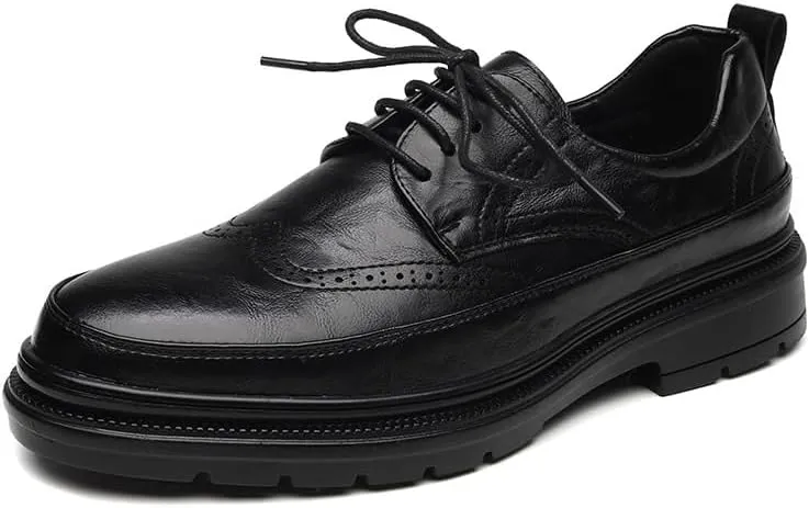 Mens Dress Shoes Handcrafted Mens Oxford Shoes Genuine Calfskin Leather Brogue Dress Shoes Black Classic Business Formal Shoes Man