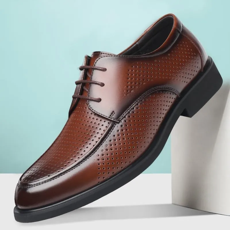 Men's Lace-Up Dress Shoes Genuine Leather Oxfords Classic Formal Business Derby Shoes Wedding Office