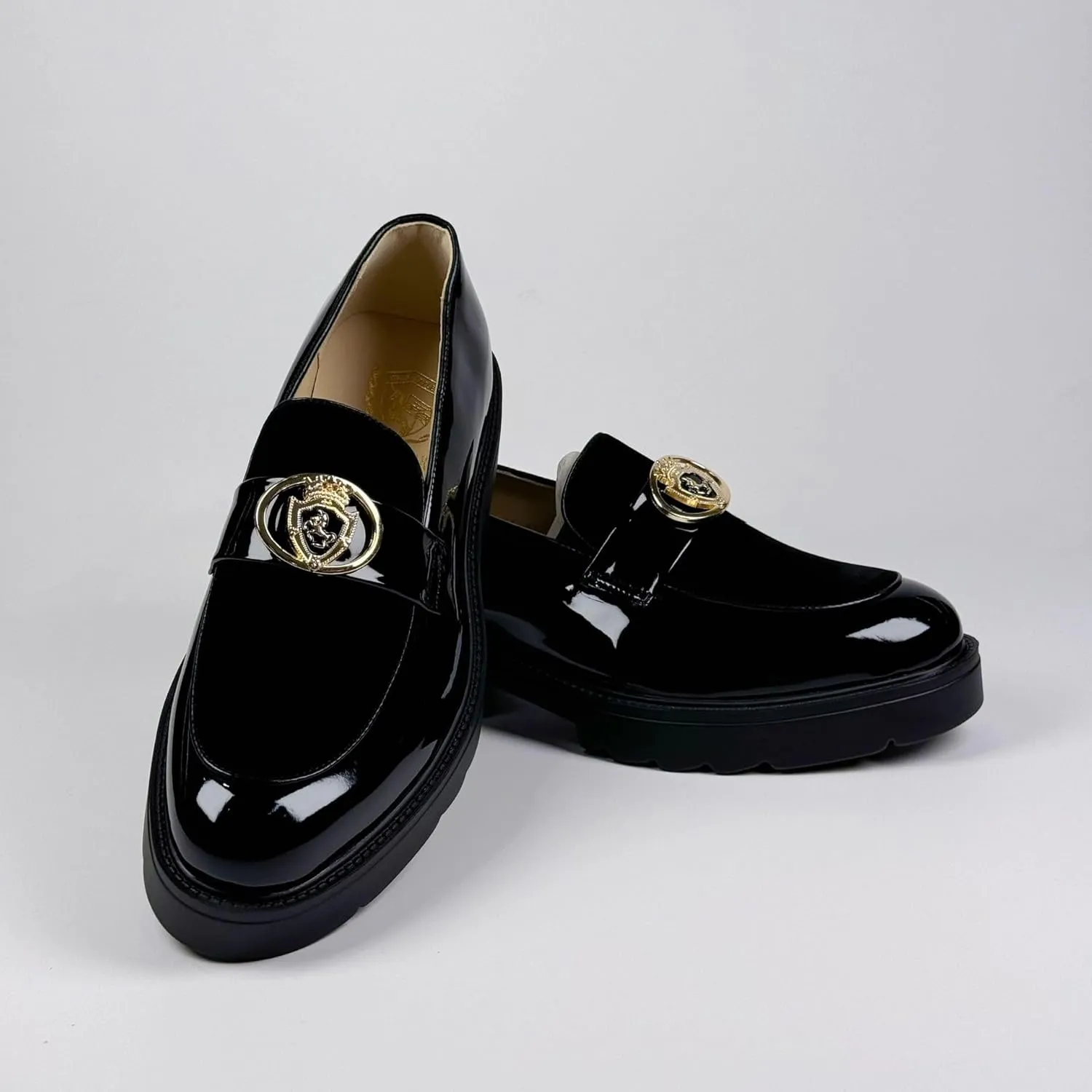 Men's Leather Lace Up Platform Block Heel Oxford Shoes