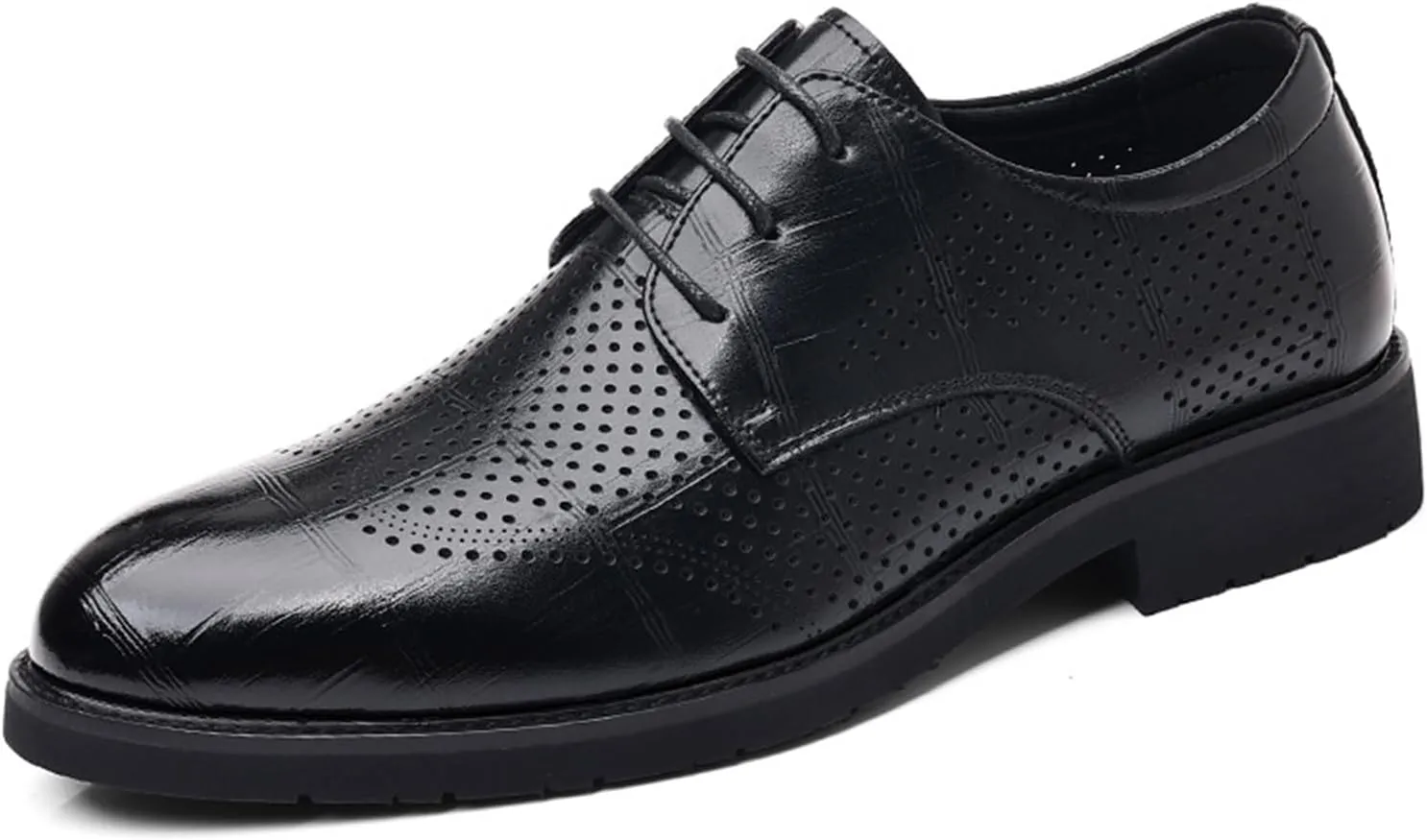 Men's Leather Oxfords Shoes Breathable Fashion Classic Round-Toe Lace Up Low Top Genuine Leather Shoes Hand Stitched Business Formal Derby Shoes