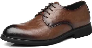 Mens Leather Shoes Formal Wedding Fashion Classic Pointed Toe Lace Up Low Top Leather Dress Shoes Casual Faux Patent Derby Shoe