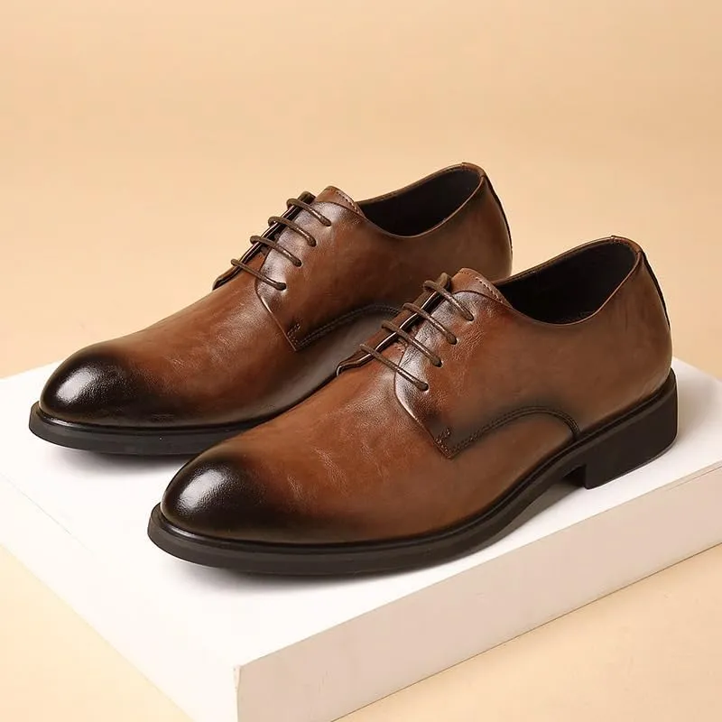 Mens Leather Shoes Formal Wedding Fashion Classic Pointed Toe Lace Up Low Top Leather Dress Shoes Casual Faux Patent Derby Shoe