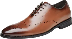Men's Leather Tuxedo Derby Dress Shoes Classic Lace-up Formal Oxford Walking Office Loafers Work Flats Breathable Casual Leather Shoes