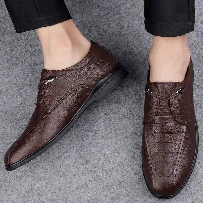 Men's Luxury Leather Oxford Shoes - Classic Lace Up Formal Business Dress Shoes for Work and Casual Wear