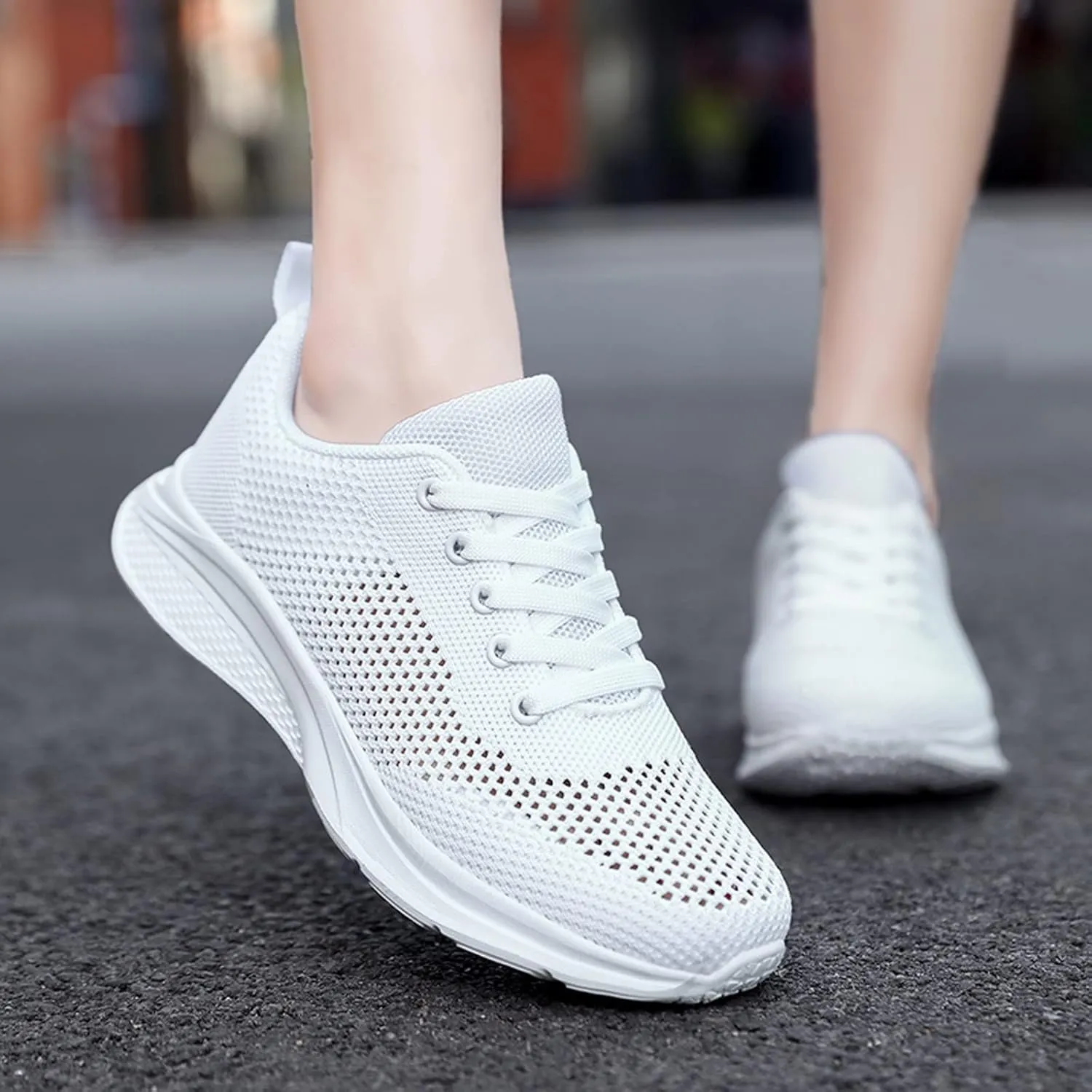 Men's Mesh Walking Shoes Fashion Sneakers 2025 Solid Color Casual Summer Lace-up Breathable Closed Toe Flat Bottom Outdoor Comfortable Daily Casual Shoe