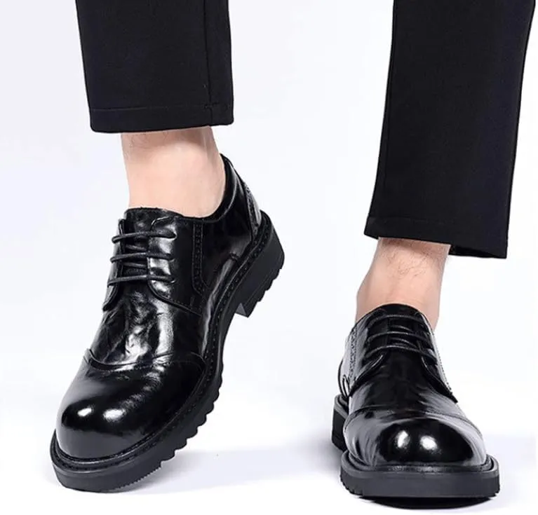 Men's Modern Classic Lace up Leather Lined Perforated Dress Oxfords Shoes
