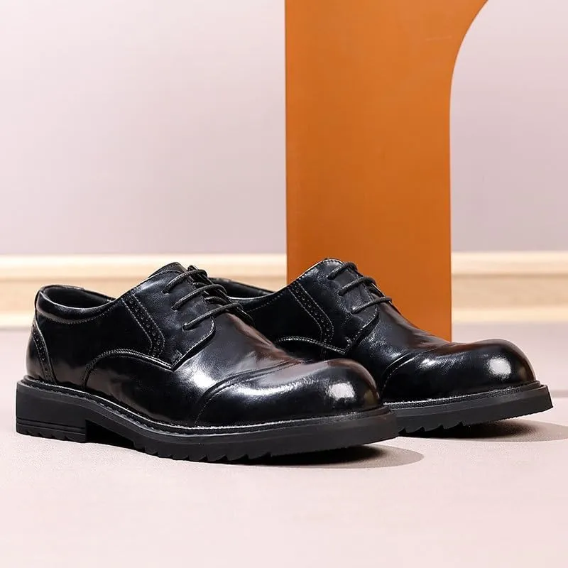Men's Modern Classic Lace up Leather Lined Perforated Dress Oxfords Shoes
