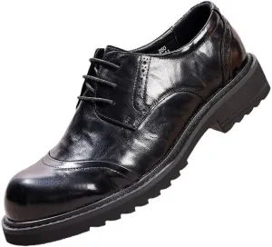 Men's Modern Classic Lace up Leather Lined Perforated Dress Oxfords Shoes