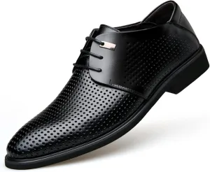 Mens Oxfords Leather Dress Shoes Casual Business Oxford Derby Leather Shoes Fashion Breathable Prom Business Wedding Dress Shoes