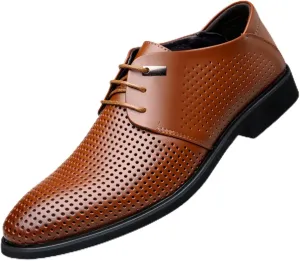 Mens Oxfords Leather Dress Shoes Casual Business Oxford Derby Leather Shoes Fashion Breathable Prom Business Wedding Dress Shoes