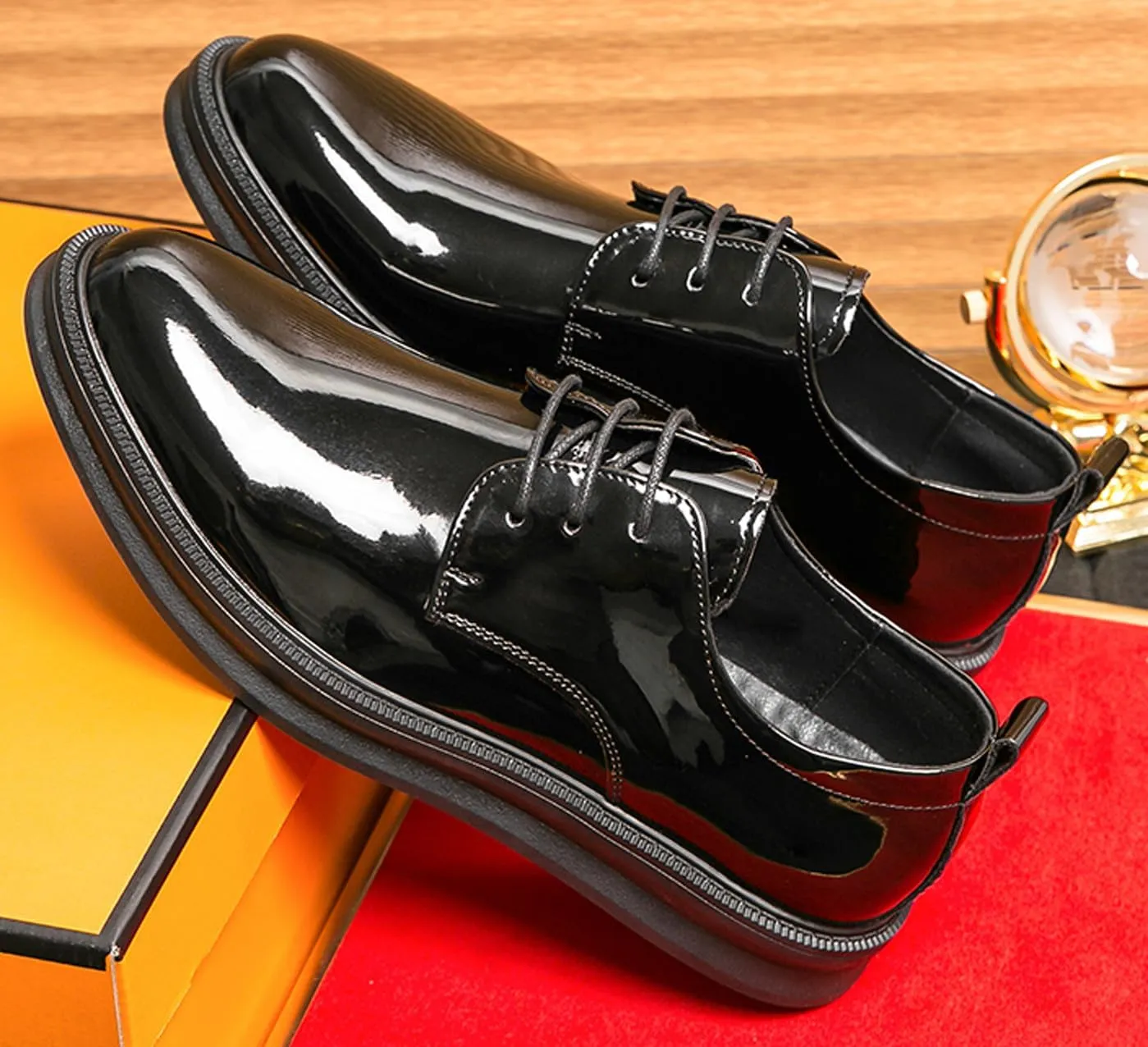 Mens Sneakers Black Prom Dress Oxfords Tuxedo Leather Derby Fashion Business Comfortable Casual Walking Shoes