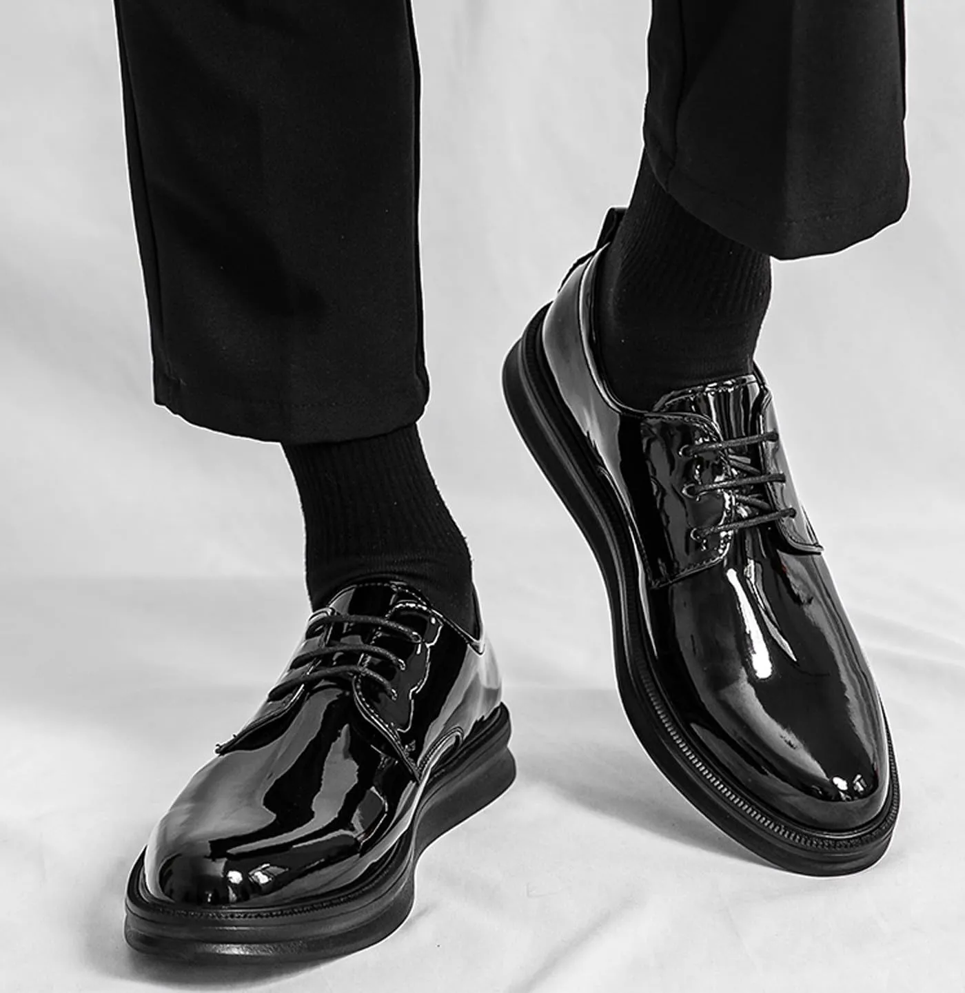 Mens Sneakers Black Prom Dress Oxfords Tuxedo Leather Derby Fashion Business Comfortable Casual Walking Shoes