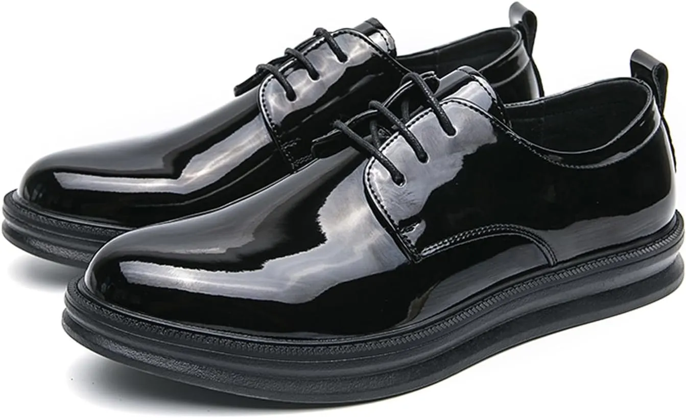 Mens Sneakers Black Prom Dress Oxfords Tuxedo Leather Derby Fashion Business Comfortable Casual Walking Shoes