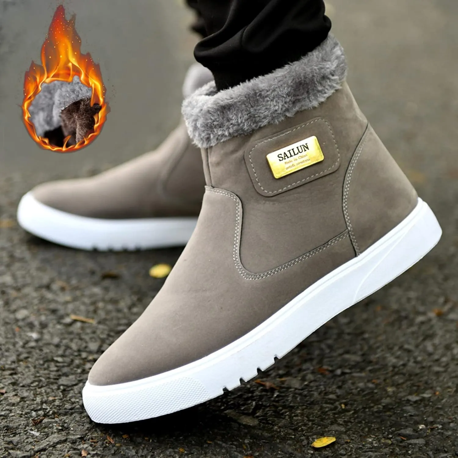 Men's Winter Boots High Top Men's Shoes Shoes Thickened Warm Snow Boots Snow Work Boots Men