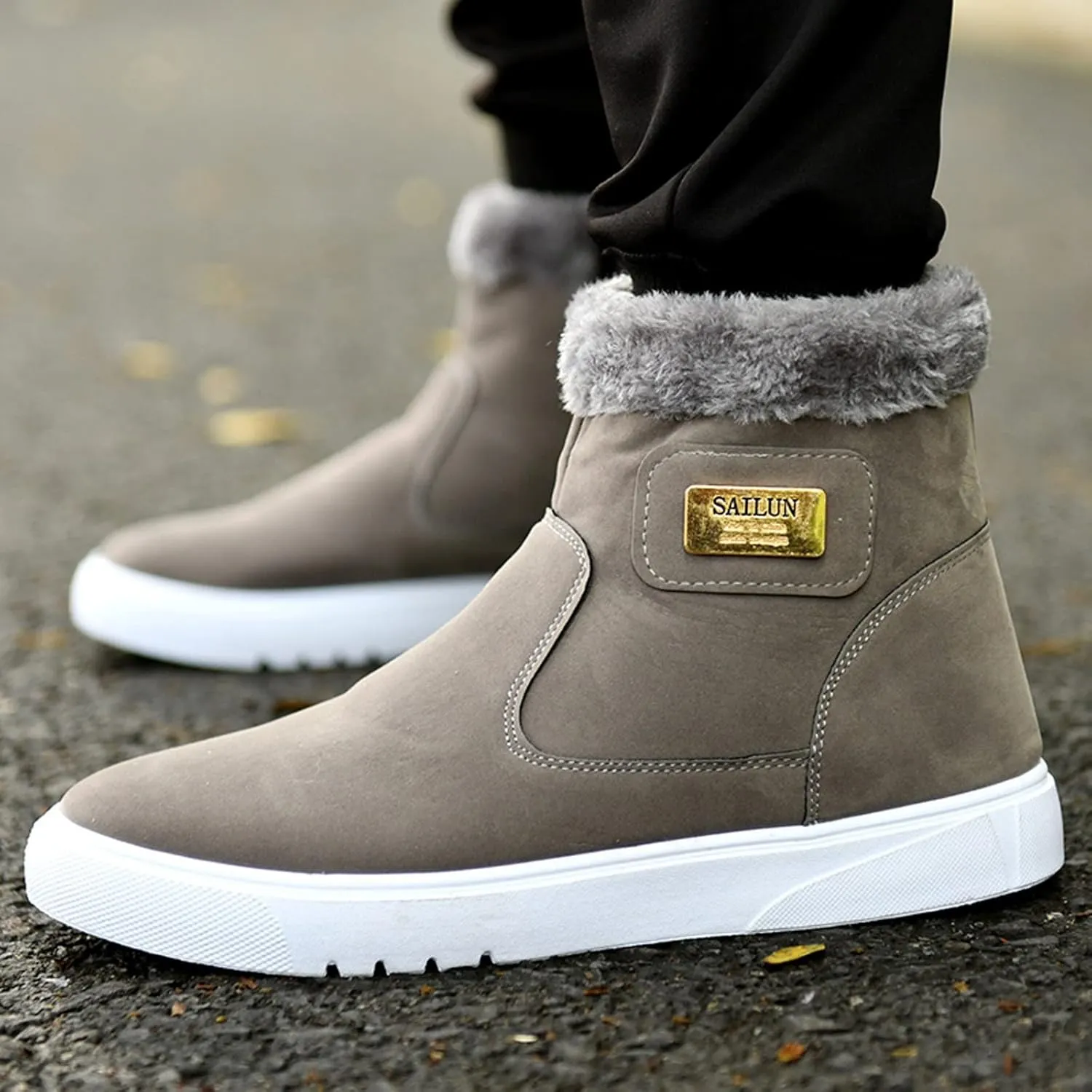 Men's Winter Boots High Top Men's Shoes Shoes Thickened Warm Snow Boots Snow Work Boots Men