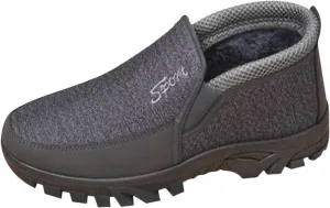Men's Winter Slip On Snow Boots Warm Plush Lined Cold Shoes Winter Boot Leather Outdoor Thermal Work Ankle