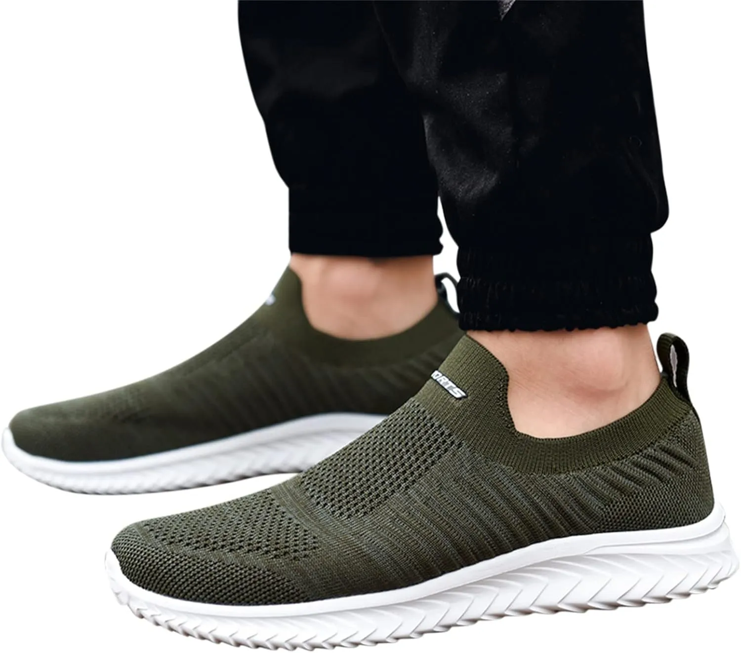 Mens Woven Orthopedic Breathable Solid Color Casual Running Shoes Comfortable Lighweight Sneakers Soft Sole Slip on Comfy Outdoor Walking Shoes