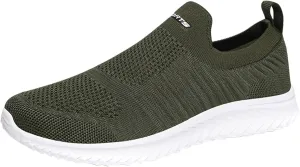Mens Woven Orthopedic Breathable Solid Color Casual Running Shoes Comfortable Lighweight Sneakers Soft Sole Slip on Comfy Outdoor Walking Shoes