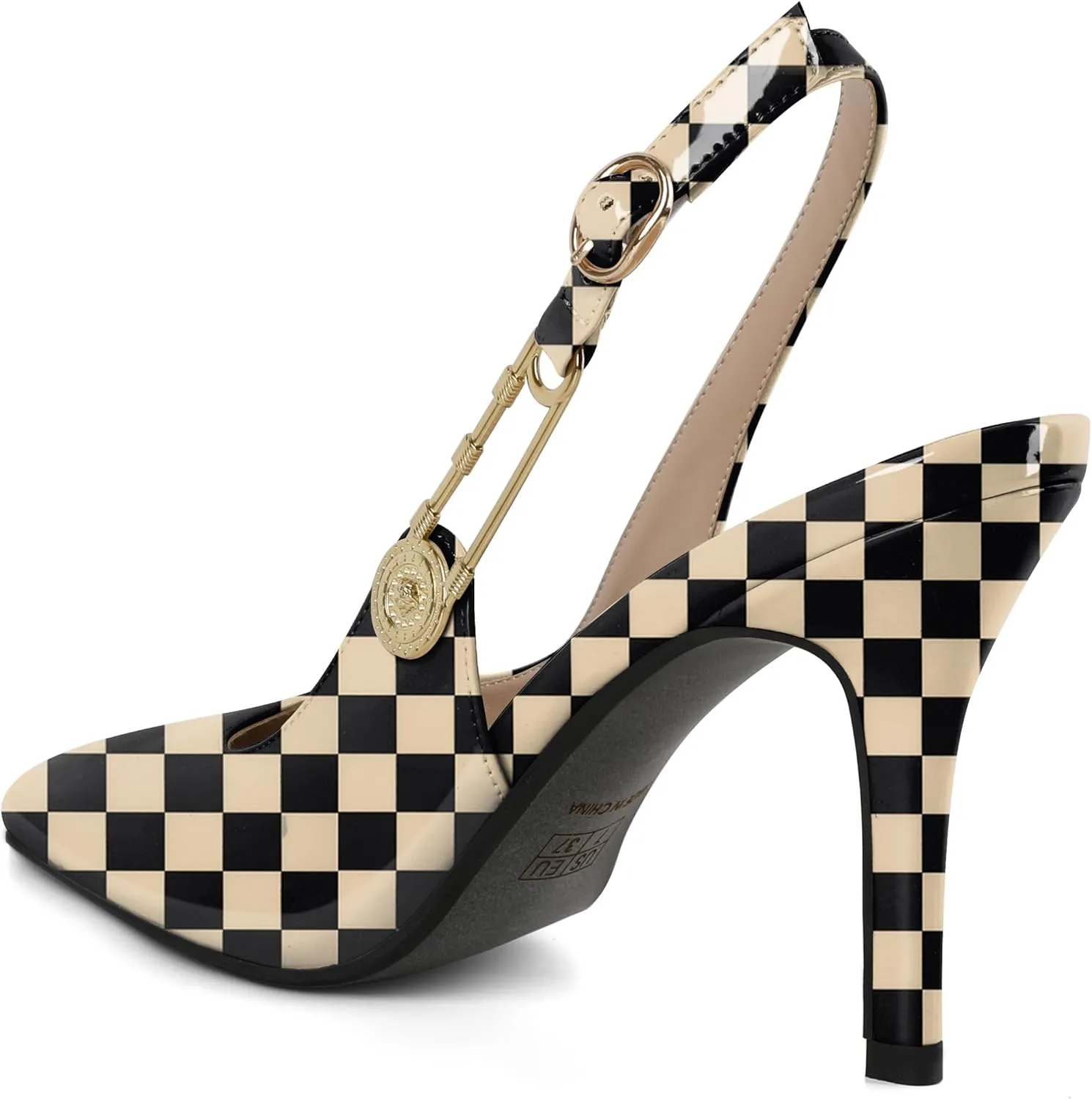 Mettesally Women Slingback Heels High Heels Closed Pointed Toe Pumps Stilettos Ankle Strap Women Pumps Shoes 3.7 Inch