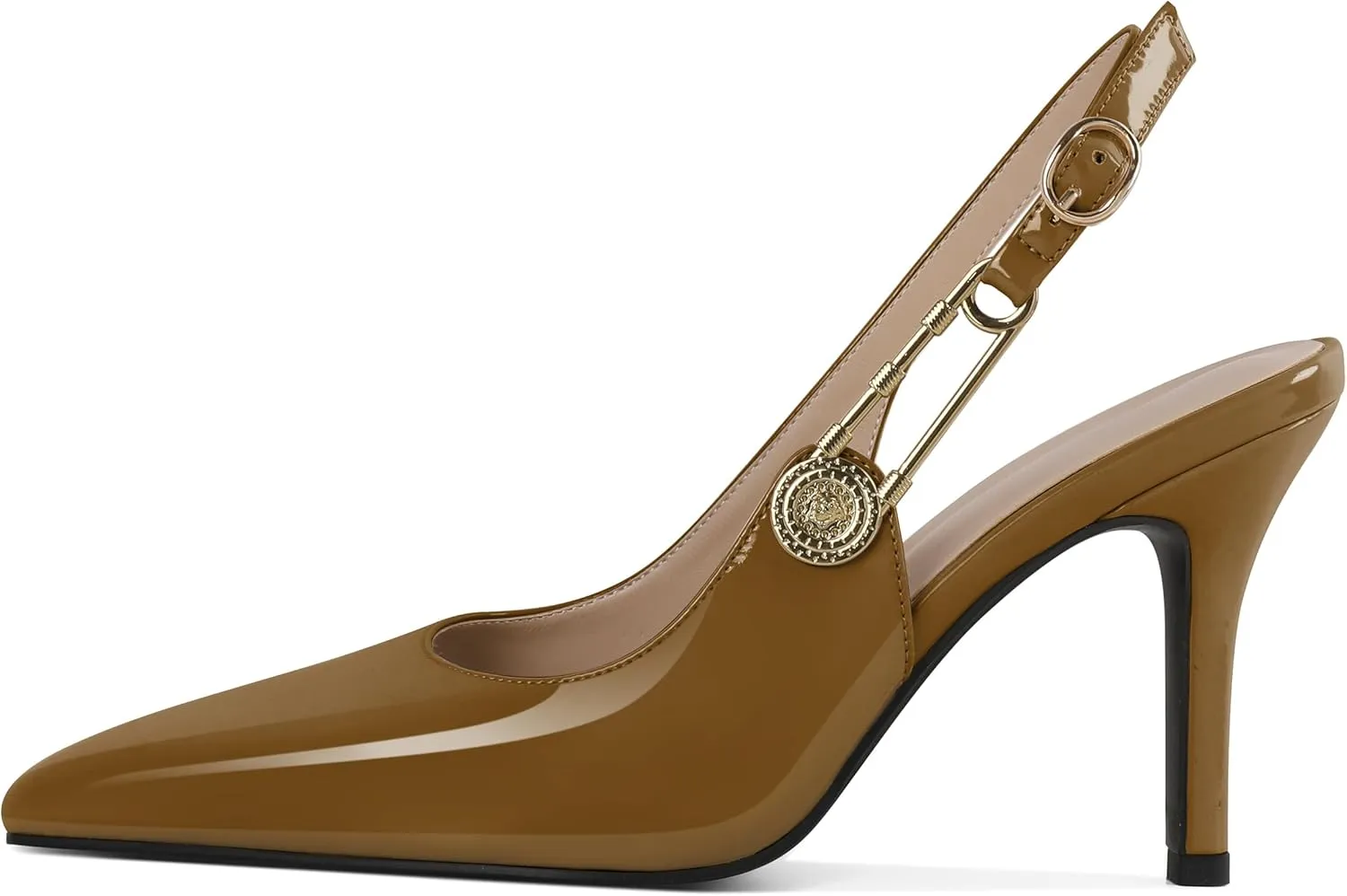 Mettesally Women Slingback Heels High Heels Closed Pointed Toe Pumps Stilettos Ankle Strap Women Pumps Shoes 3.7 Inch