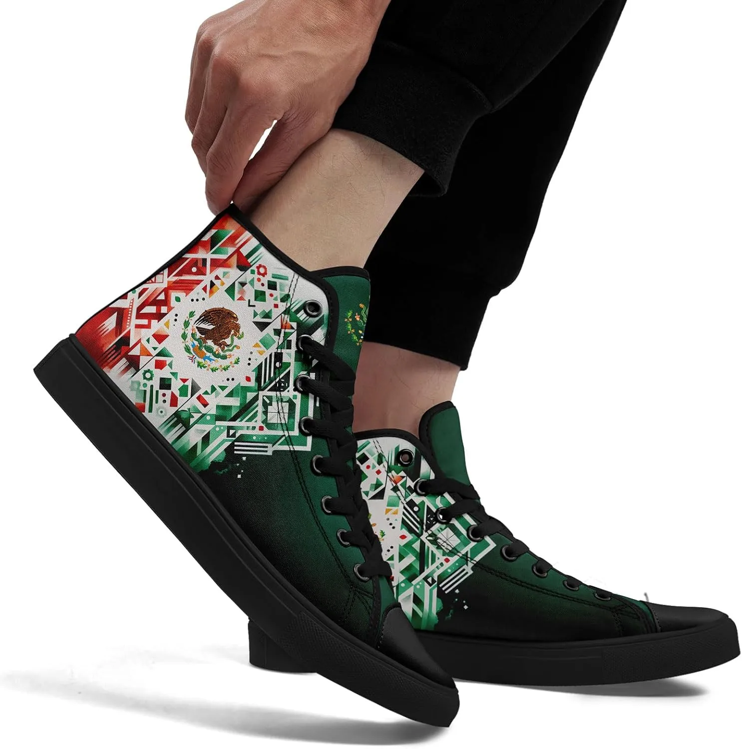 Mexico Flag High-Top Canvas Shoes for Men Women Unisex Stylish Breathable Skull Sneakers Gift Fashion Flat Footwear