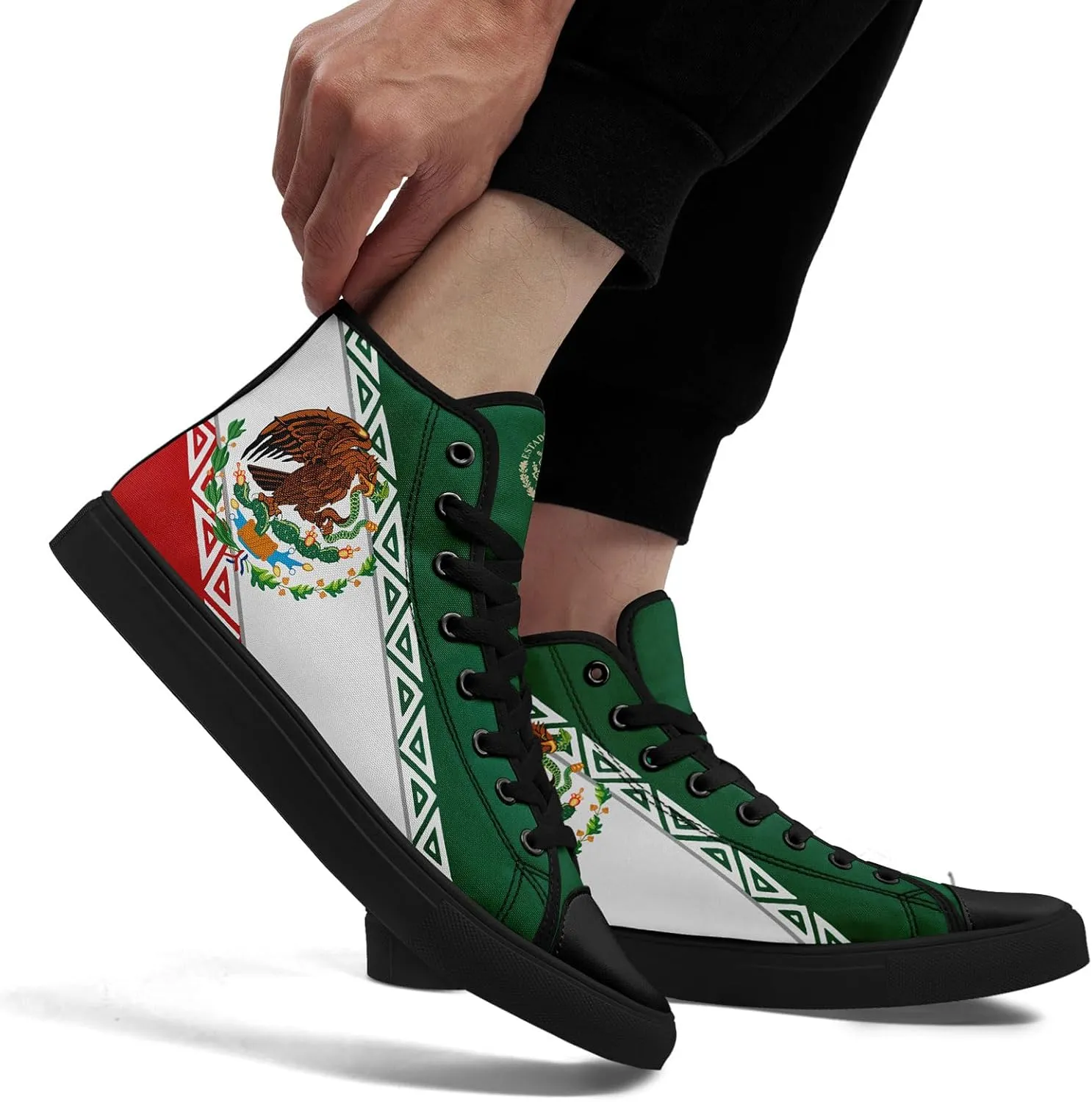 Mexico Flag High-Top Canvas Shoes for Men Women Unisex Stylish Breathable Skull Sneakers Gift Fashion Flat Footwear