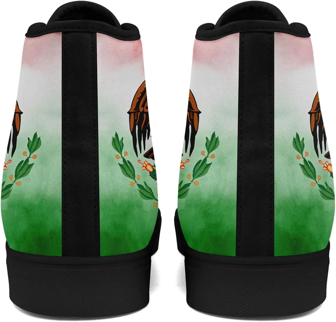 Mexico Flag High-Top Canvas Shoes for Men Women Unisex Stylish Breathable Skull Sneakers Gift Fashion Flat Footwear
