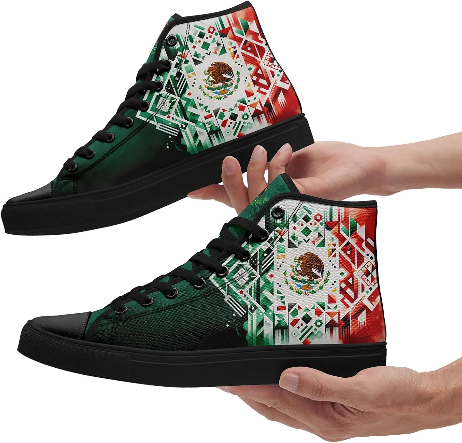Mexico Flag High-Top Canvas Shoes for Men Women Unisex Stylish Breathable Skull Sneakers Gift Fashion Flat Footwear