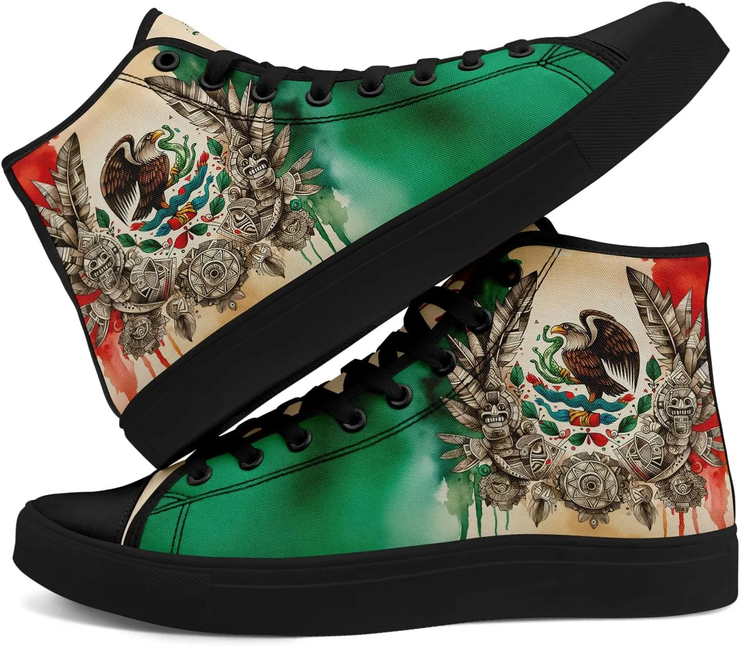 Mexico Flag High-Top Canvas Shoes for Men Women Unisex Stylish Breathable Skull Sneakers Gift Fashion Flat Footwear