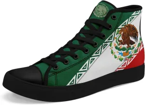 Mexico Flag High-Top Canvas Shoes for Men Women Unisex Stylish Breathable Skull Sneakers Gift Fashion Flat Footwear