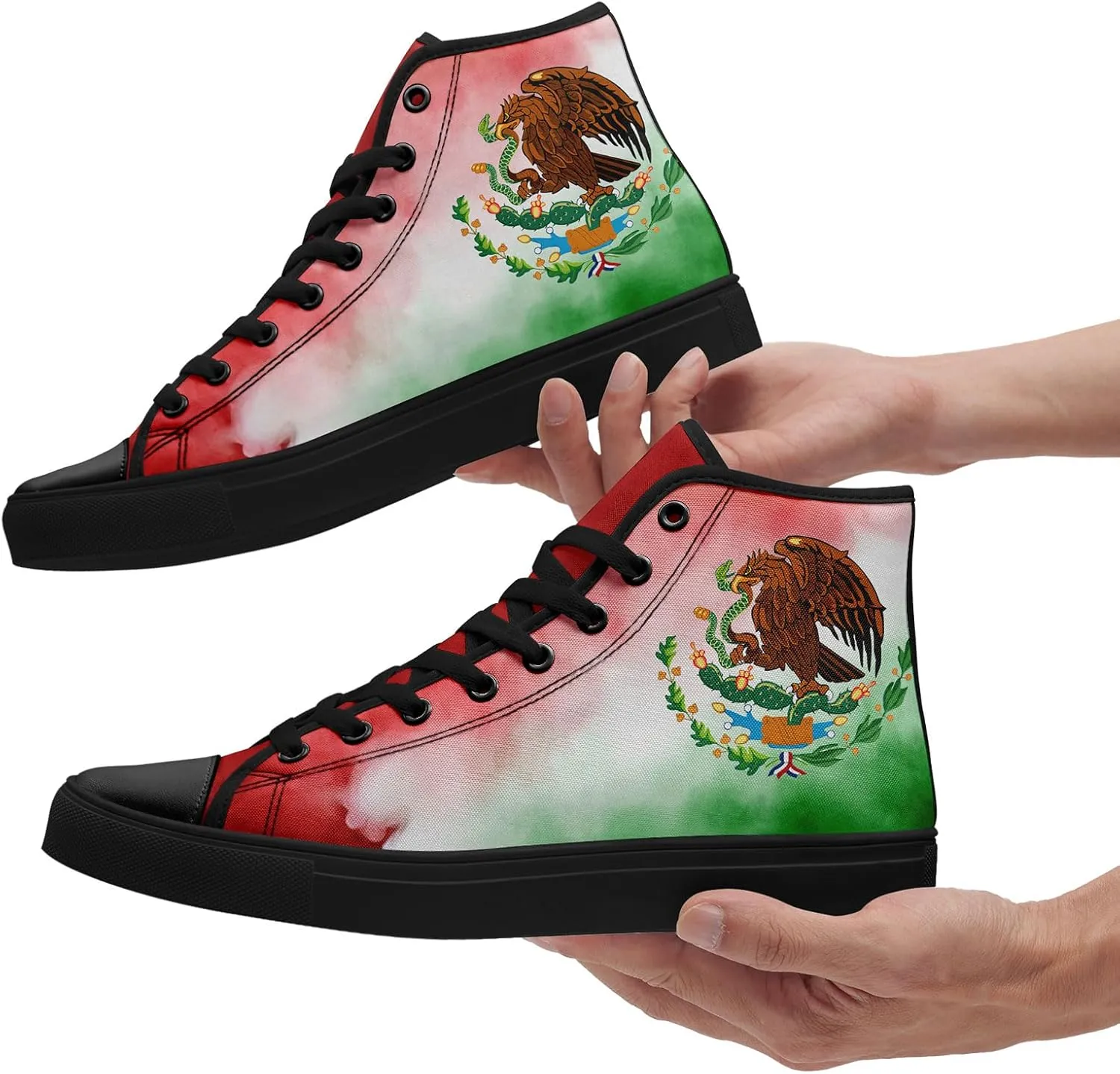 Mexico Flag High-Top Canvas Shoes for Men Women Unisex Stylish Breathable Skull Sneakers Gift Fashion Flat Footwear