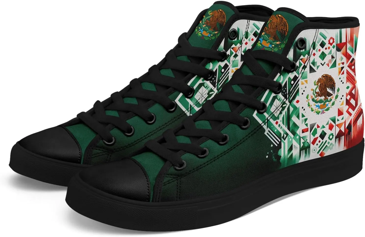 Mexico Flag High-Top Canvas Shoes for Men Women Unisex Stylish Breathable Skull Sneakers Gift Fashion Flat Footwear
