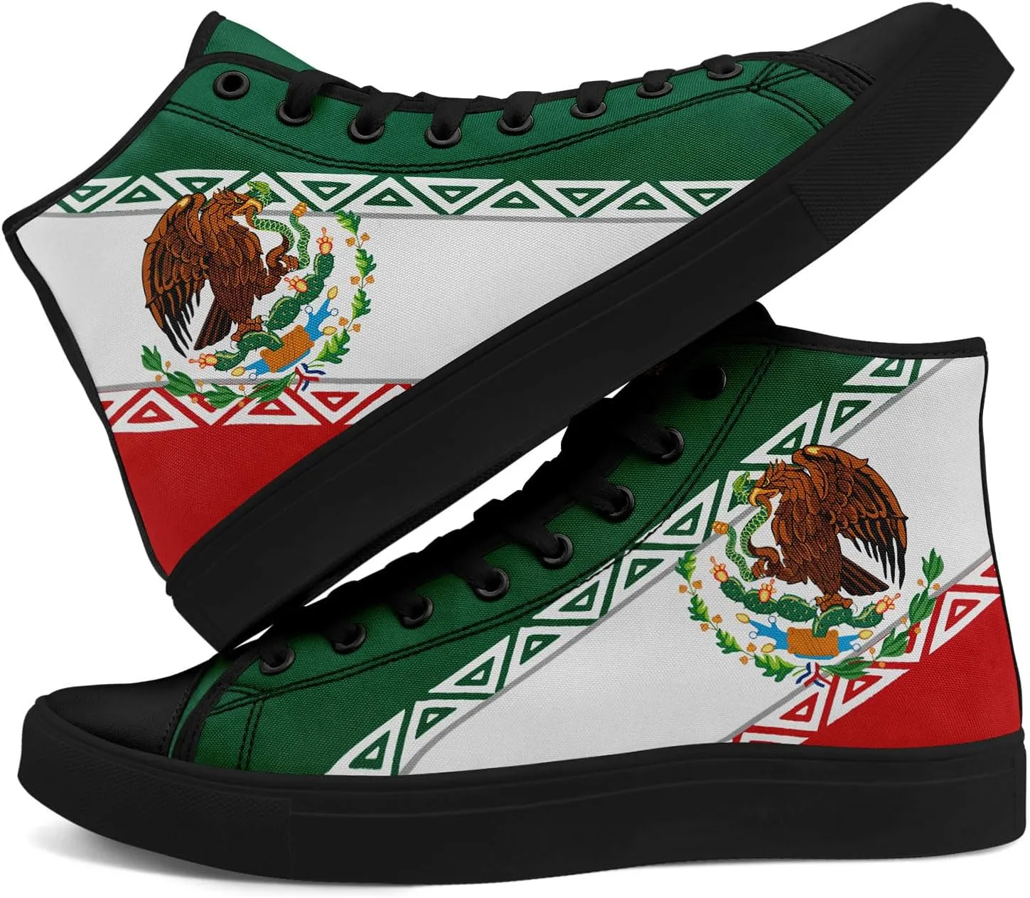 Mexico Flag High-Top Canvas Shoes for Men Women Unisex Stylish Breathable Skull Sneakers Gift Fashion Flat Footwear