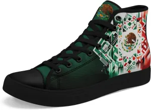 Mexico Flag High-Top Canvas Shoes for Men Women Unisex Stylish Breathable Skull Sneakers Gift Fashion Flat Footwear