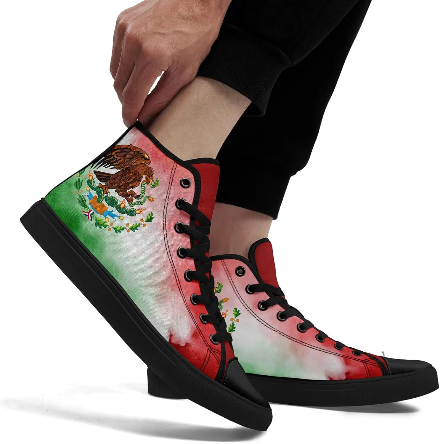 Mexico Flag High-Top Canvas Shoes for Men Women Unisex Stylish Breathable Skull Sneakers Gift Fashion Flat Footwear