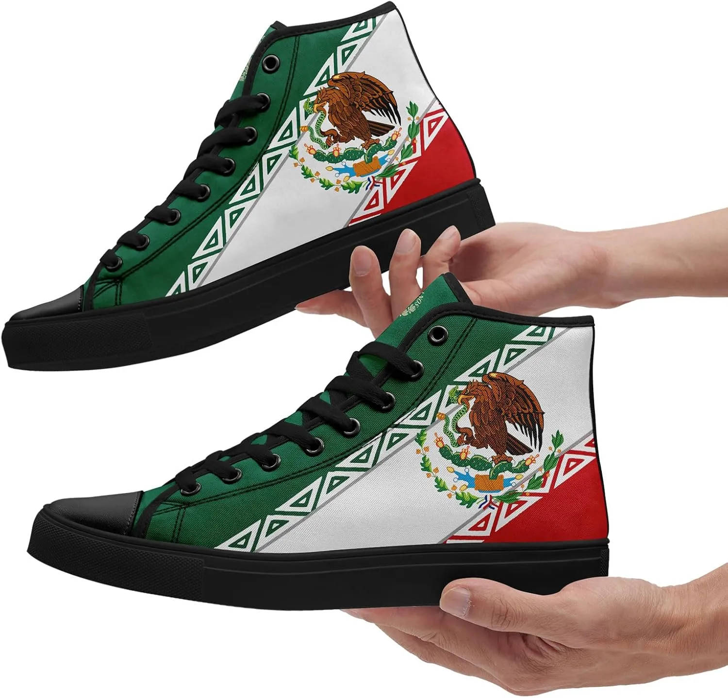 Mexico Flag High-Top Canvas Shoes for Men Women Unisex Stylish Breathable Skull Sneakers Gift Fashion Flat Footwear