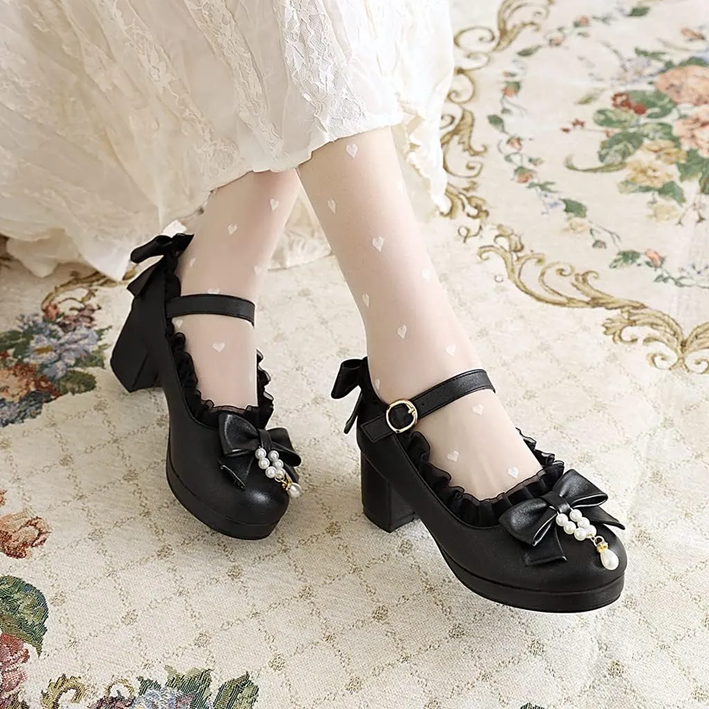 MIOKE Women's Chunky Platform Pump Oxfords Patent Leather Buckle High Heel Classic Mary Jane Dress Shoes