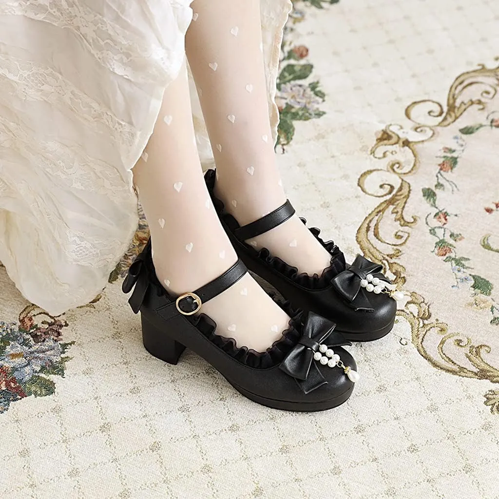 MIOKE Women's Chunky Platform Pump Oxfords Patent Leather Buckle High Heel Classic Mary Jane Dress Shoes