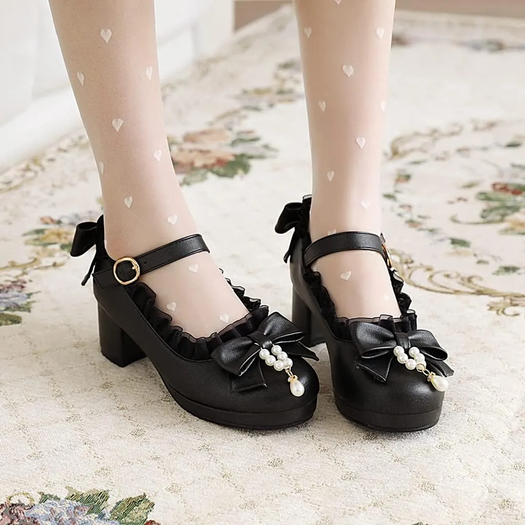 MIOKE Women's Chunky Platform Pump Oxfords Patent Leather Buckle High Heel Classic Mary Jane Dress Shoes