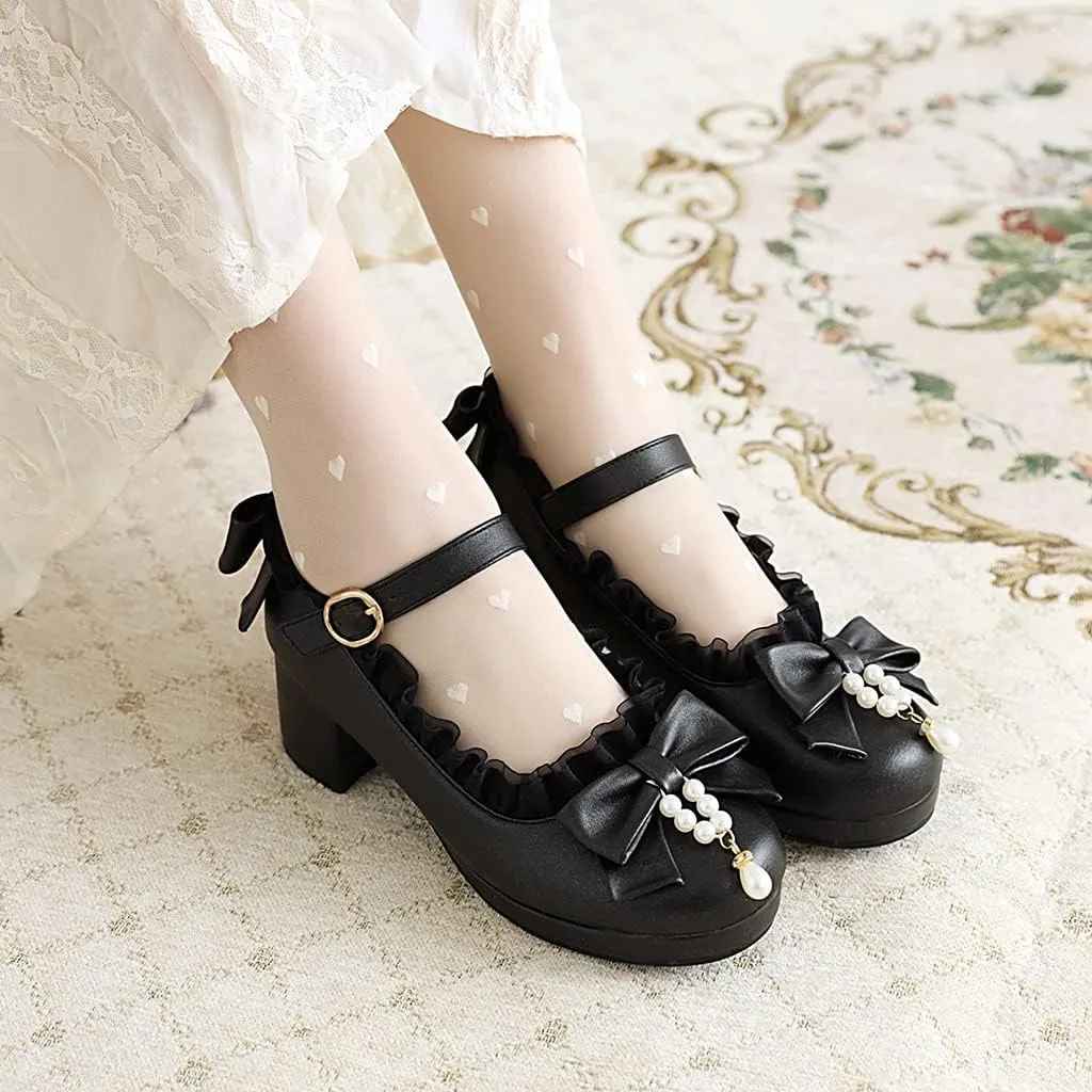 MIOKE Women's Chunky Platform Pump Oxfords Patent Leather Buckle High Heel Classic Mary Jane Dress Shoes