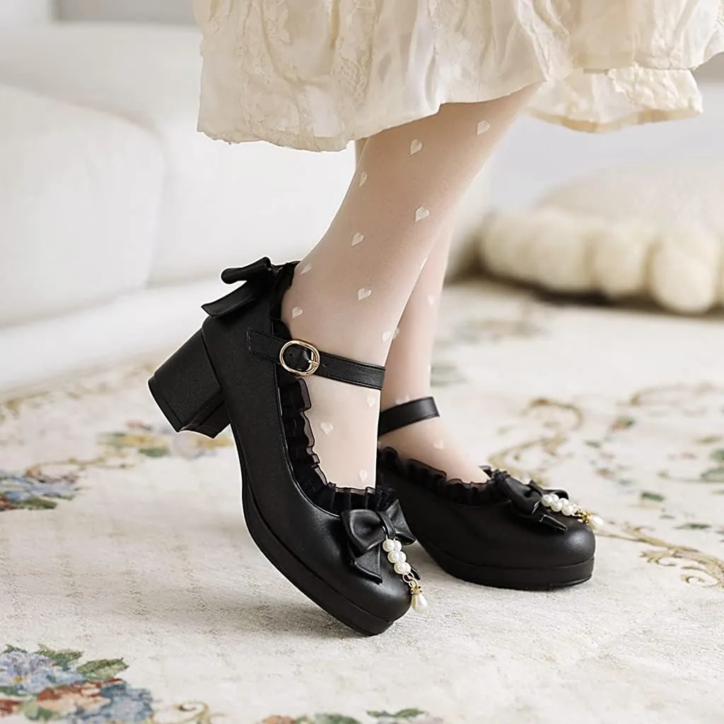 MIOKE Women's Chunky Platform Pump Oxfords Patent Leather Buckle High Heel Classic Mary Jane Dress Shoes