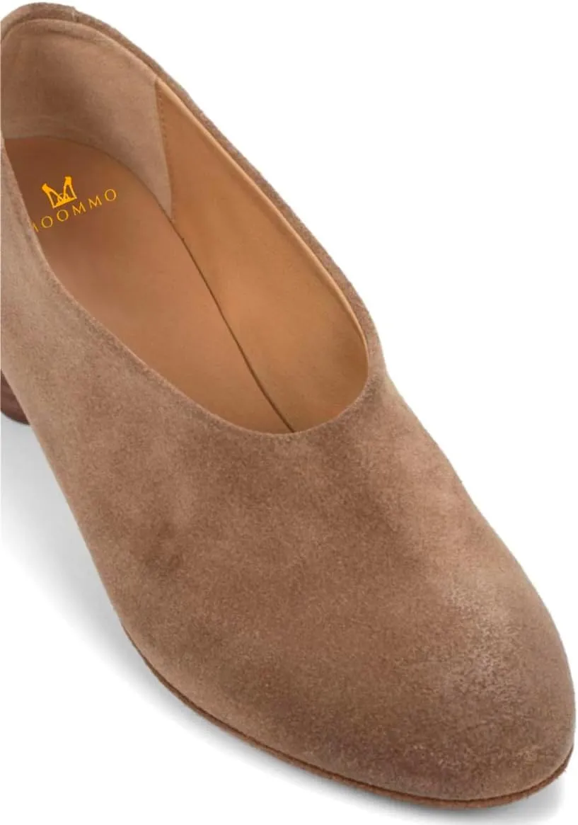 MOOMMO Women Chunky Stacked Heel Loafers Suede Round Toe Loafer Pumps Vintage 2 inch Block Heel Dress Shoes Slip on Closed Toe Loafer Heels Office Ladies Casual Comfort Cute Retro 4-11 M US