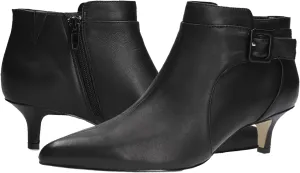 MOOMMO Women Low Kitten Heel Suede Ankle Boots Bow Pointed Closed Toe Zipper Chelsea Boots 2" Heels Buckle Strap Faux Suede Boot Zip Up Short Dress Booties Fall Office Wedding Comfy Cute 4-11 M US