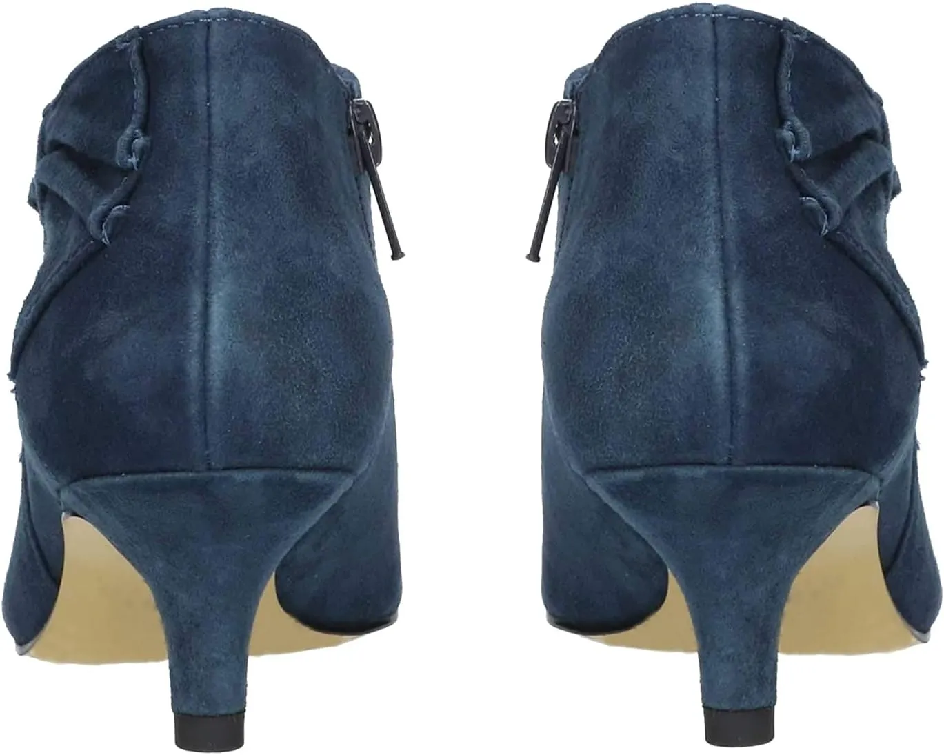 MOOMMO Women Low Kitten Heel Suede Ankle Boots Bow Pointed Closed Toe Zipper Chelsea Boots 2" Heels Buckle Strap Faux Suede Boot Zip Up Short Dress Booties Fall Office Wedding Comfy Cute 4-11 M US