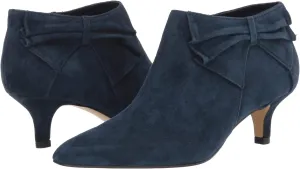 MOOMMO Women Low Kitten Heel Suede Ankle Boots Bow Pointed Closed Toe Zipper Chelsea Boots 2" Heels Buckle Strap Faux Suede Boot Zip Up Short Dress Booties Fall Office Wedding Comfy Cute 4-11 M US