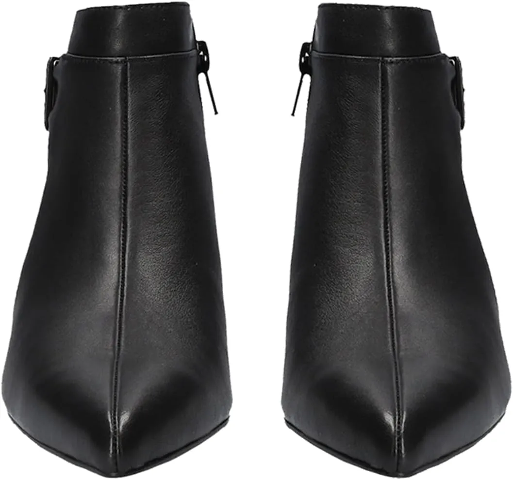 MOOMMO Women Low Kitten Heel Suede Ankle Boots Bow Pointed Closed Toe Zipper Chelsea Boots 2" Heels Buckle Strap Faux Suede Boot Zip Up Short Dress Booties Fall Office Wedding Comfy Cute 4-11 M US