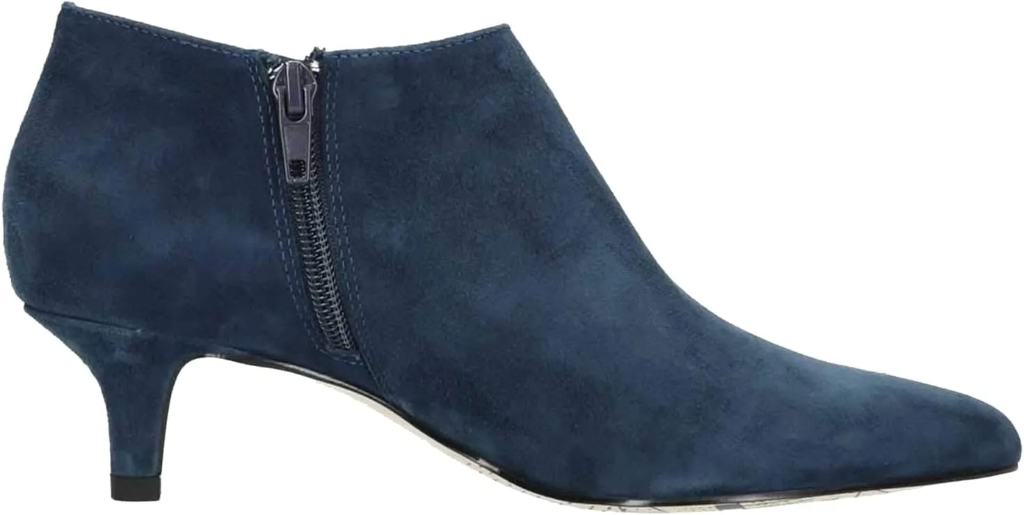 MOOMMO Women Low Kitten Heel Suede Ankle Boots Bow Pointed Closed Toe Zipper Chelsea Boots 2" Heels Buckle Strap Faux Suede Boot Zip Up Short Dress Booties Fall Office Wedding Comfy Cute 4-11 M US
