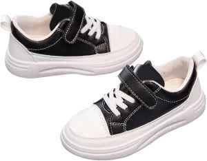 New Leather Rubber Shoes for Boys Girls Lightweight Canvas Shoes Athletic Running Classic Adjustable Strap Sneakers